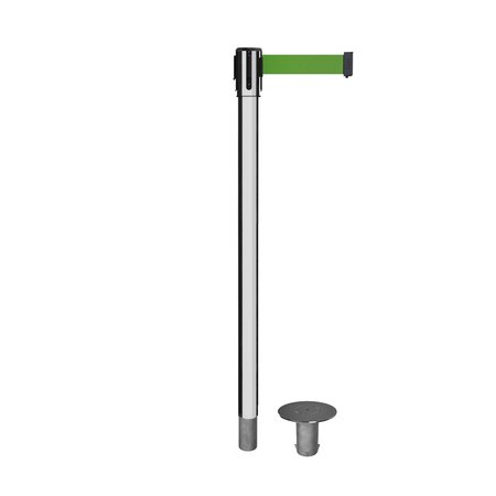 MONTOUR LINE Retractable Belt Removable Stanchion, 2ft Pol.Steel Post  7.5ft Green MX530R-PS-GN-75